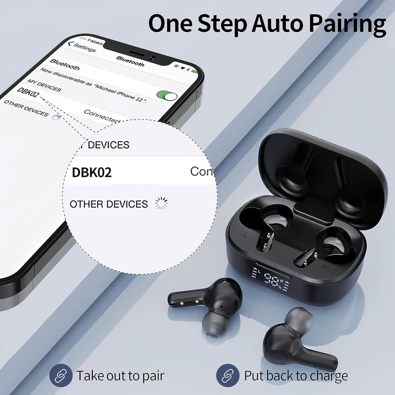 MOZOTER Bluetooth 5.3 Wireless Earbuds,Deep Bass Loud Sound Clear Call Noise Cancelling with 4 Microphones in-Ear Headphones with Wireless Charging Case Compatible for iPhone Android,Workout - Image 4